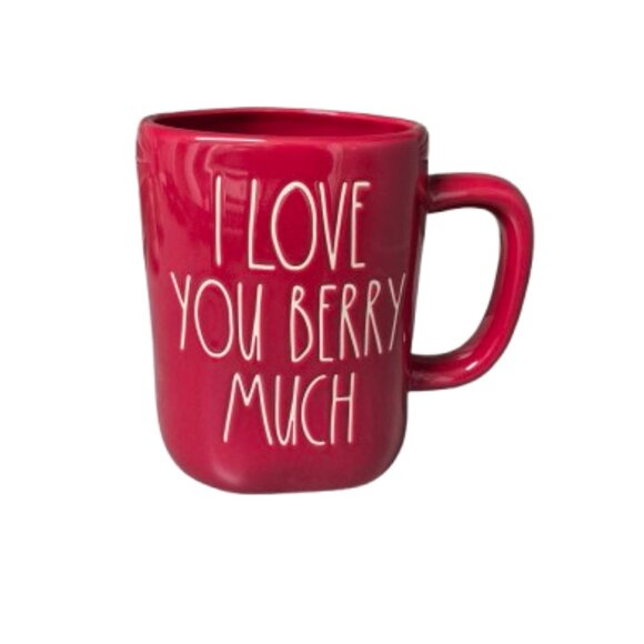 Rae Dunn " I Love You Berry Much" Red Coffee Tea Mug Cup - Picture 1 of 6